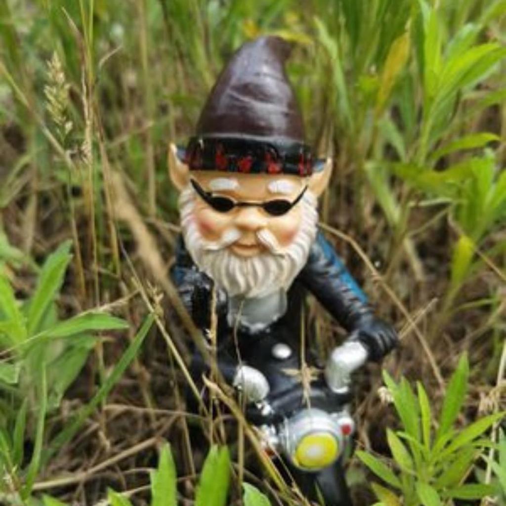 Genome Dwarf Garden Resin Bad Boy Motorcycle Biker Gardening Decorative Harley Davidson [CALIFAKT] Ornament, Craft, Ornament, Ornament, Figurine,