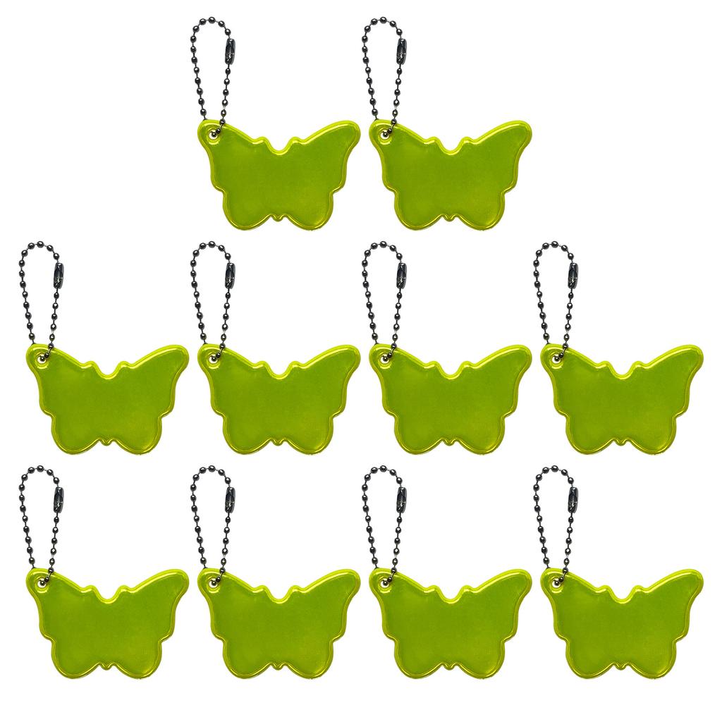 Pack of 10 Reflective Butterfly Keychian Charm Pendant for Vehicle Safe Sturdy Night Visibility Hanging Accessories