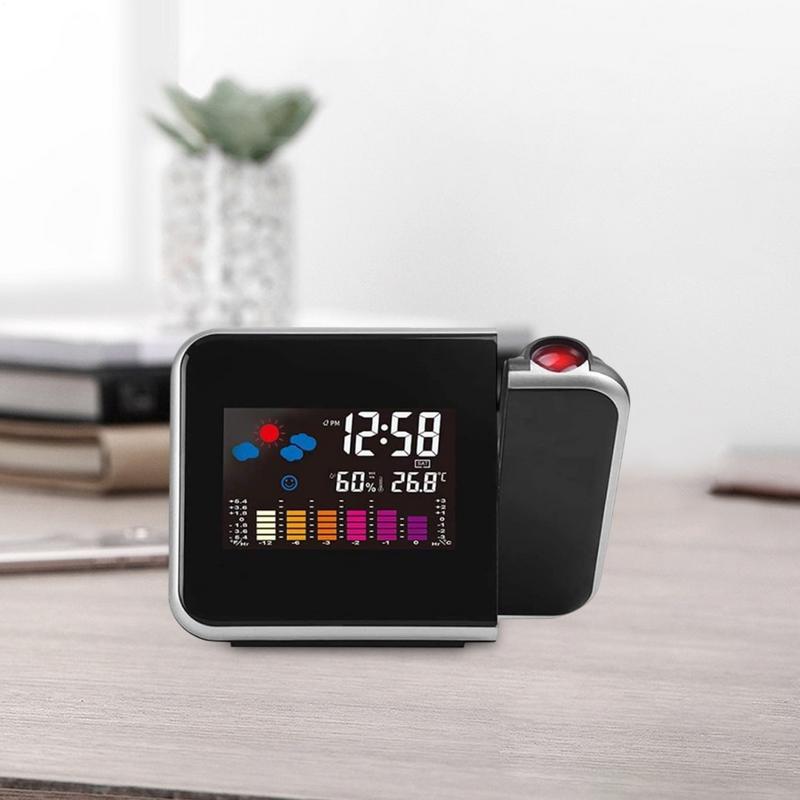 New Alarm Clock With Night Backlight Color Digital LED Screen Projector Adjustable Projection Angle Weather Station Alarm