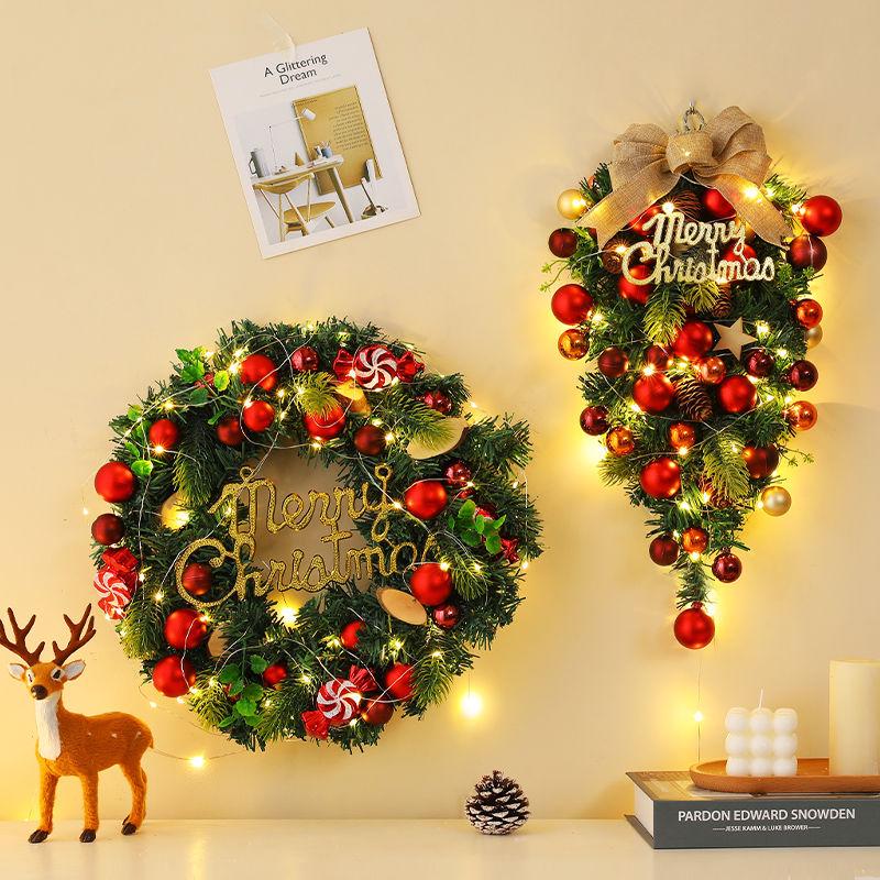 50CM Christmas Wreath & 2.7M Garland Set - Festive Door & Wall Decor