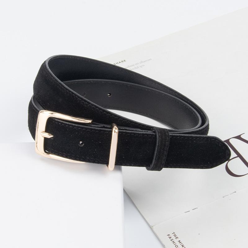 Suede Cowhide Women'S Belt Casual Pants Jeans Skirt Decorative Pin Buckle Women'S Premium Belt Special For