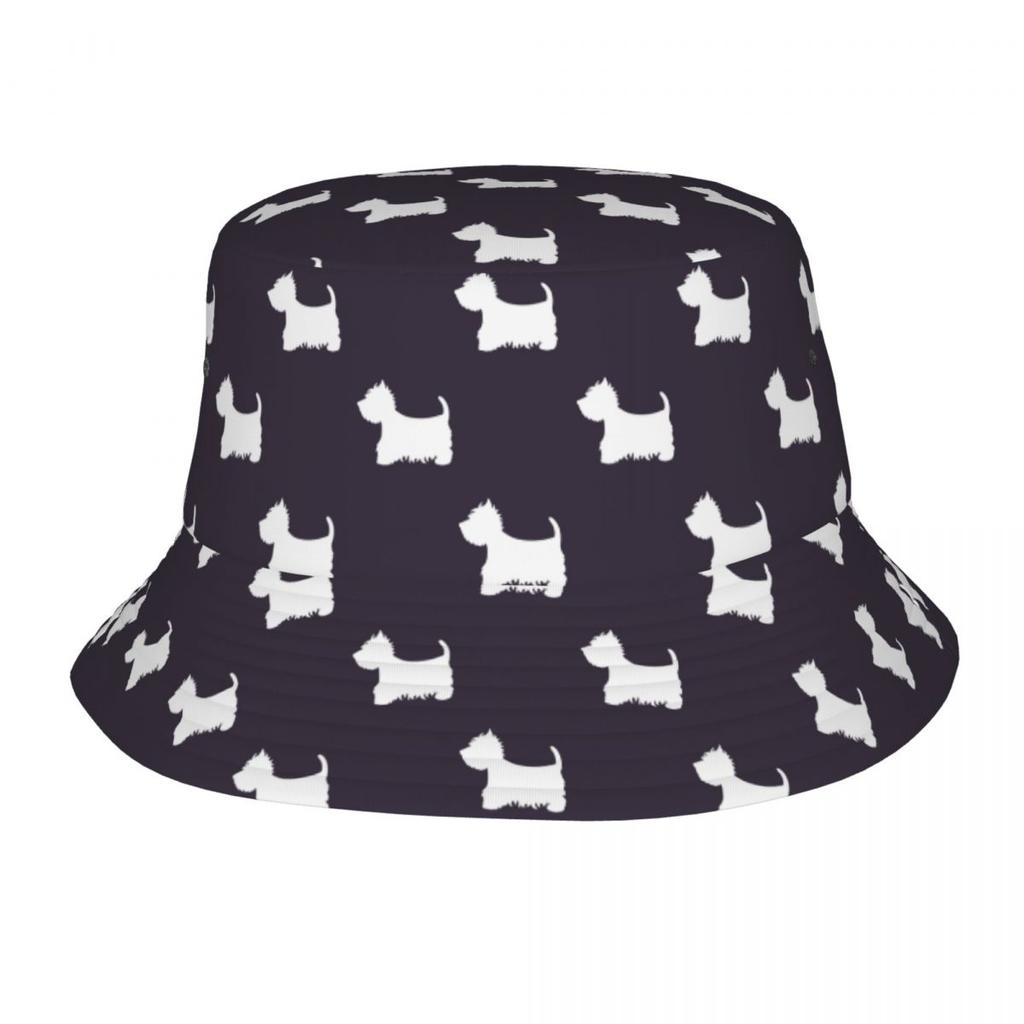 West Highland Terrier Westie Bucket Hat Hot Summer Headwear Dog Fishing Fisherman Cap for Outdoor Sports Unisex Irish Country Hat