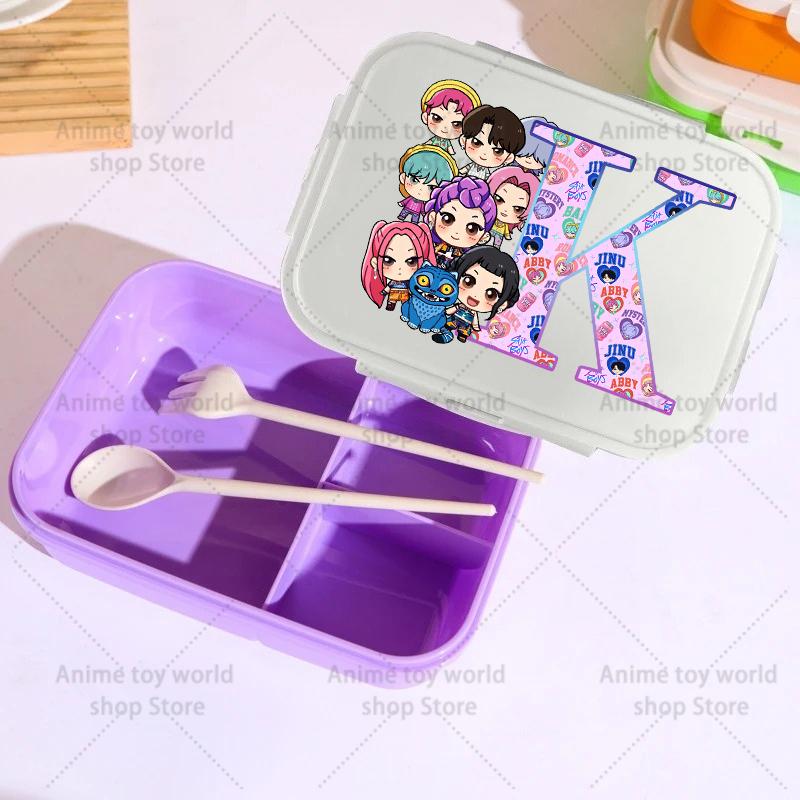 26letras KPop Caça-Demônios Lancheira Menina Menino Caixa Bento Portátil Estudante Hermética Conservador de Alimentos Camada Única Capacidade Presente para Criança