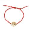 Adjustable Red Cord Bracelet With Hollow Tree Of Life Round Pendant Versatile Metal Chain Jewelry For Women And Men
