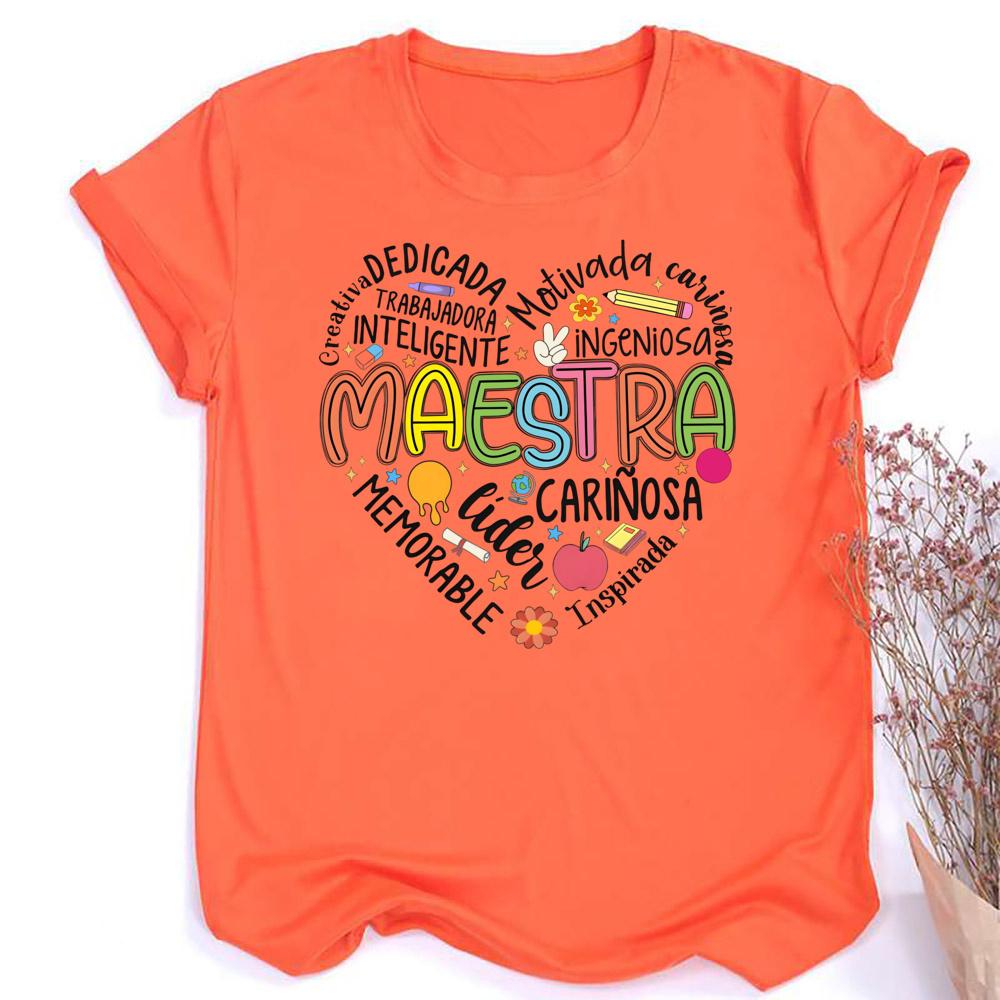 Fashion Maestra Print Girl Teacher Tshirt Teacher Comfy Tees Top Short Sleeve Crew Neck Fashion Tshirt The Best Gift To Teacher