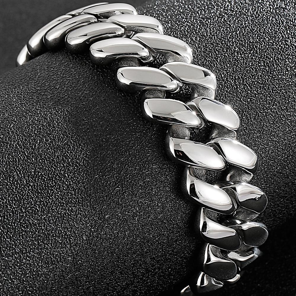 Steampunk Polished Stainless Steel Casting Men's Bracelet Gothic Hip Hop 20MM Wide Cuff Chain Wristband Birthday Jewelry Gifts