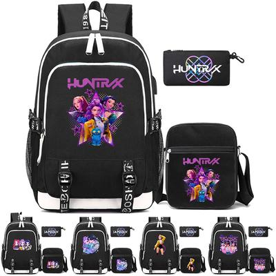 3Pcs/set New Anime Kpop Printed Backpack with Shoulder Bag Pencil Case for Teenager Girl Boy Bookbag Large Capacity Waterproof Travel Bag Kid Gift