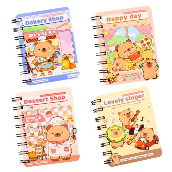 2 Stuks Capybara Mini Spiraal Notitieboekjes A7 3,2 x 4,1 Inch Notitieboekjes 80 Blanco Pagina's Journal Draagbaar Schattig Memo Blokjes voor School Kinderen Studenten Cadeaus