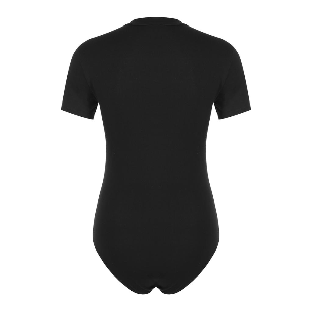 Men Crew Neck Short Sleeve Leotard Undershirt Press Button Crotch Bodysuit Casual Solid Color Skinny Jumpsuit for Daily Wear Layering