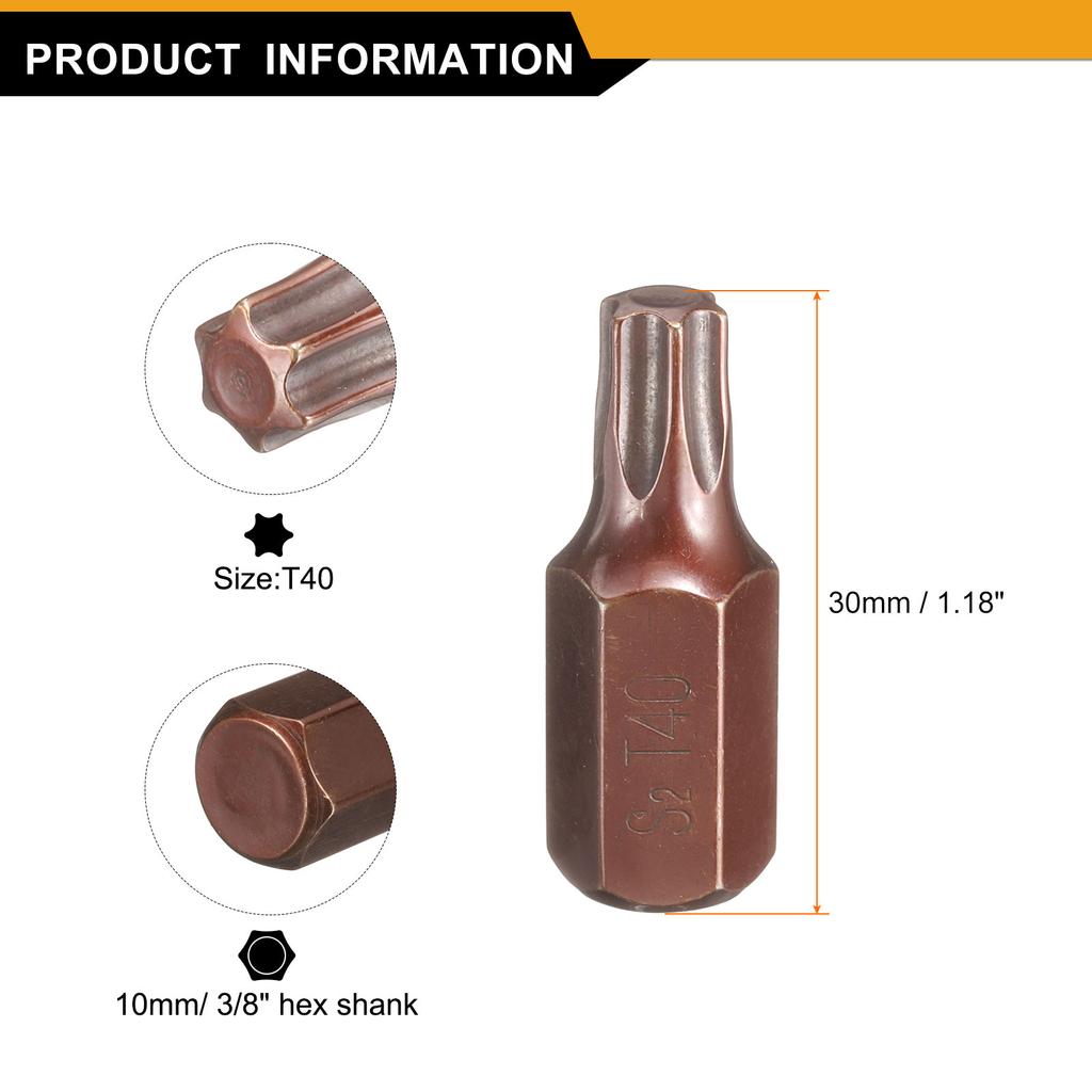 T20 T25 T27 T30 T35 T40 T45 T50 T55 M5 M6 M8 M10 M12 Torx Screwdriver Bit Hex Shank 30mm S2 Steel Security Tamper Proof Head Bit