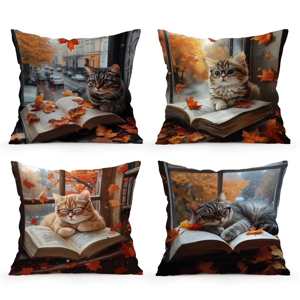 Window Sill Cat Pillowcase Cushion Polyester 45x45cm Throw Pillow Cover Sofa Chair Bed Cushion Cover Pillowslip Home Decor