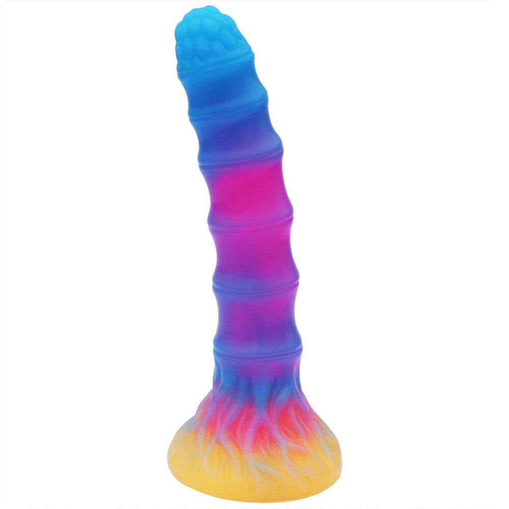 Luminous Anal Plug Mixed Colors Dildo Female Masturbator Adult Sex Toys Realistic Penis Silicone Dick BDSM
