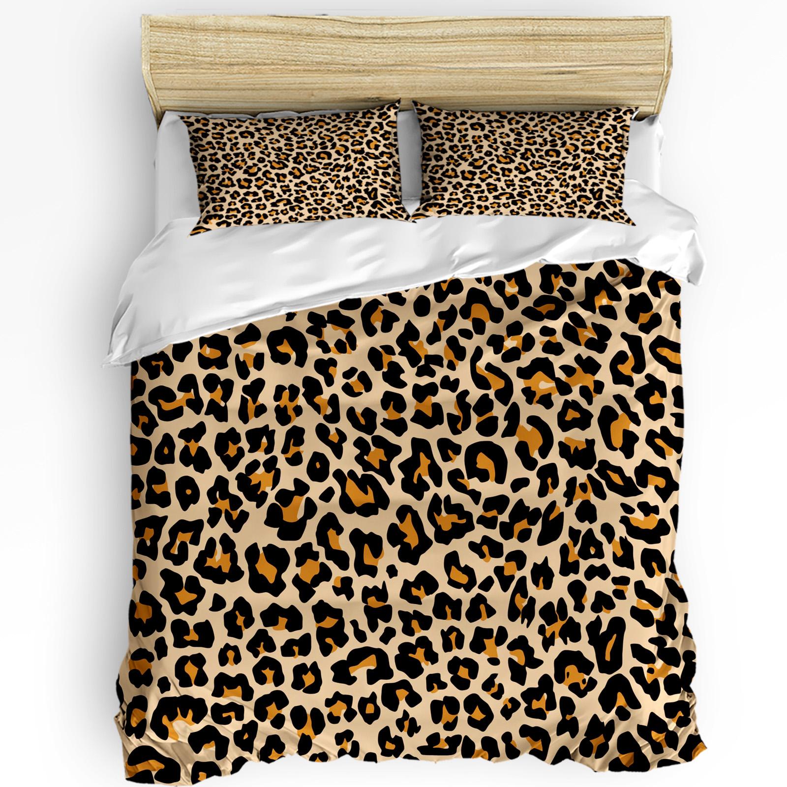 

3pcs Bedding Set Wild Animal Leopard Home Textile Duvet Cover Pillow Case Boy Kid Teen Girl Bedding Covers Set EU single(135x200cm)