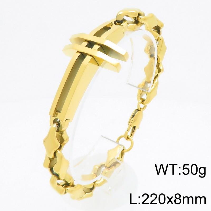 Cross Charm Stainless Steel Bracelet for Men Polished 18-22cm Minimalist Trendy Jewelry Punk Vintage Accessory Daily Gifts
