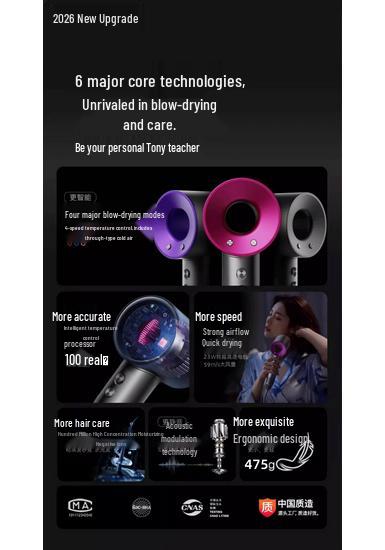 High-Speed Bladeless Hair Dryer: Bestseller for Home Use, Constant Temperature, High Power, and Negative Ion Hair Care.