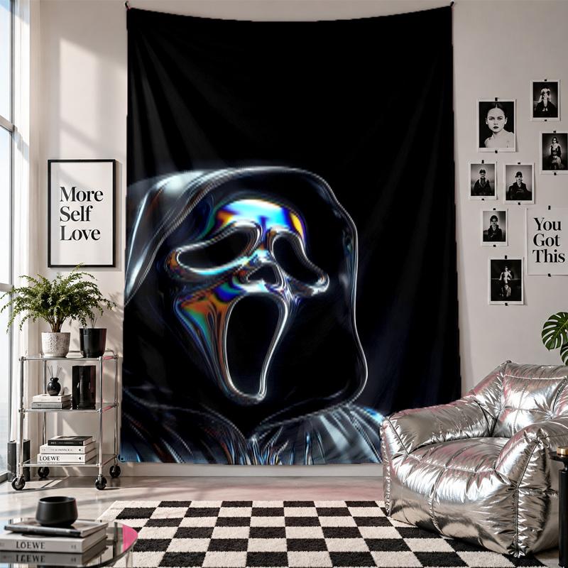 Wall TapestryScream Ghostface Art Hanging Cloth Decorative Background Cover for Room Decoration