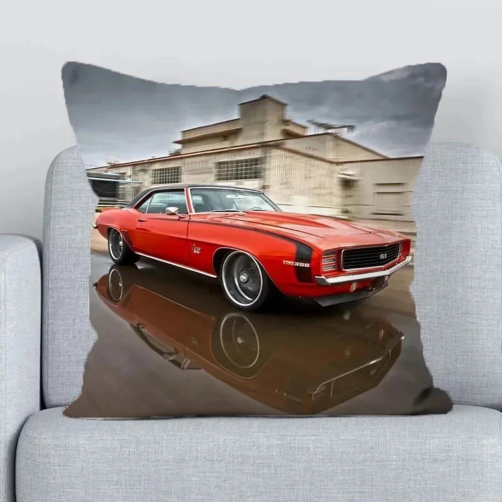 Retro Car Antique Car Pattern Print Pillow Cover Bedroom Living Room Office Sofa Study Children's Room Car Seat Pillow Cover