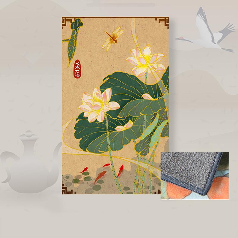 30*18Cm High-End Tea Towel With Retro Style And Colorful Painting, Special Tea-Drinking Cloth, Premium Tea Set