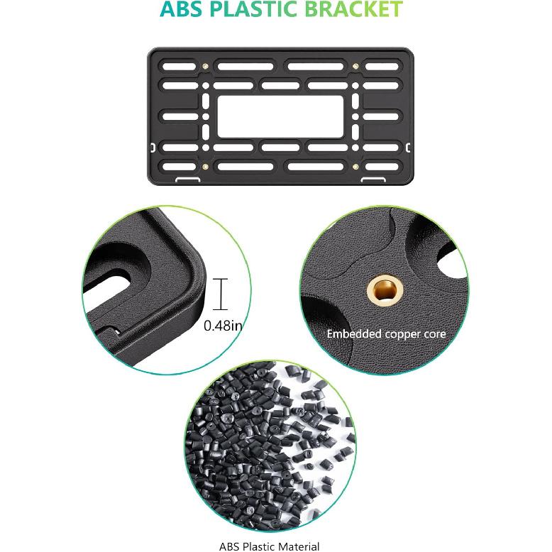 BGGTMO Front License Plate Bracket Holder- Bumper Car Tag Mounting Kit With Anti-Theft Hardware & Stainless Steel Zip Ties, JDM To US Compatible