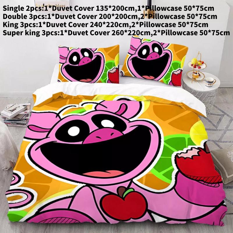Luxurious Three Piece 3d Digital Print Bed Set Featuring Soft Microfiber Cartoon Design