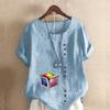 Damenmode Rubik's Cube bedrucktes Rundhals Kurzarm T-Shirt Lässig Baumwolle Leinen Grafik Shirt Freizeit Locker Sommer Bluse Tops