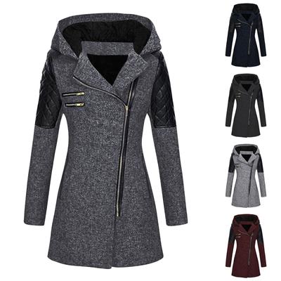 Women's Fashion Solid Color Pocket Long Sleeve Zip Warm Overcoat Coat