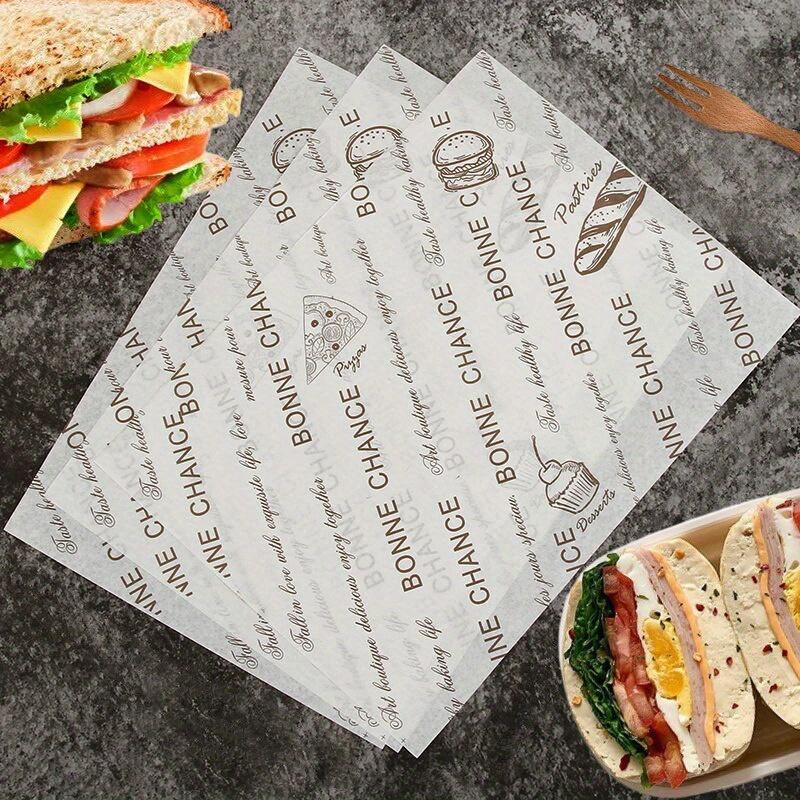 100pcs Oilproof Wax Paper Cake Bread Food Wrapper Disposable Burger Fries Baking Wax Paper Dinner Plate Greaseproof Pad Paper