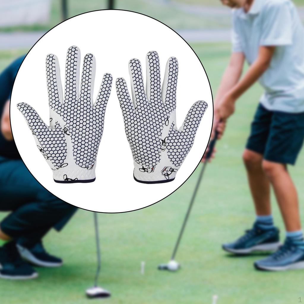 2 Pieces Golf Glove for Children Accessories Quick Dry Comfortable Breathable PU Mesh Multipurpose