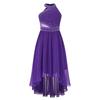 Kids Girls Shiny Rhinestone Party Dress Sleeveless Ruched Chiffon Dress High Waist Elegant Evening Formal Prom Dresses