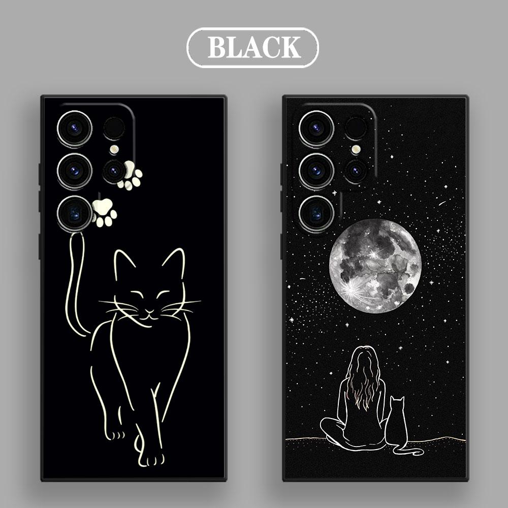 Funny Cute Cat Line Art S26Ultra Case For Samsung Galaxy S26 S25 S24 S23 S20 S21 FE S22 Ultra S25 Plus 5G Cases Soft Phone Cover