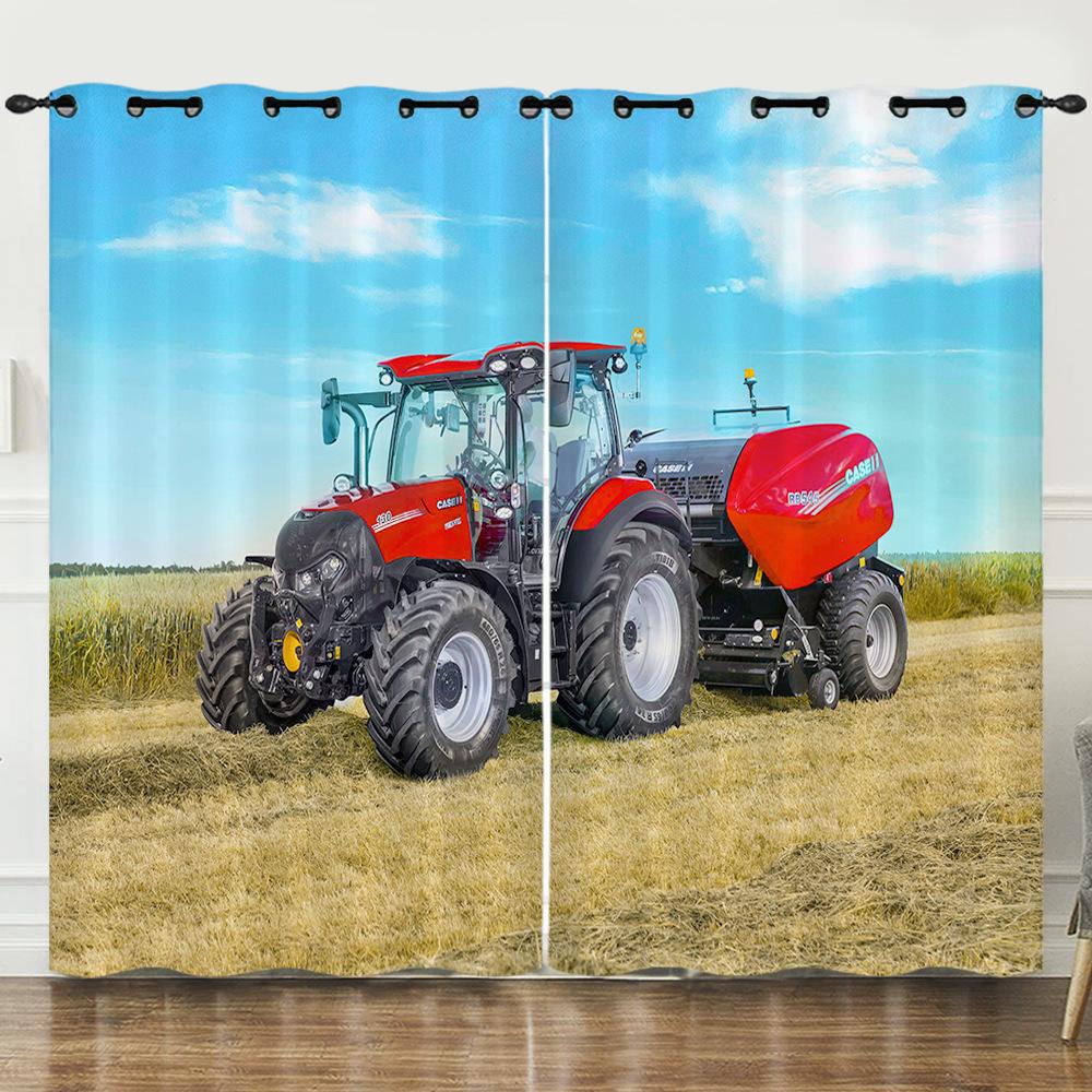 

3D Транспорт Тяжелый грузовик Цифровая печать Штора Затемнение Люверсы Можно 97cm*114cm*2