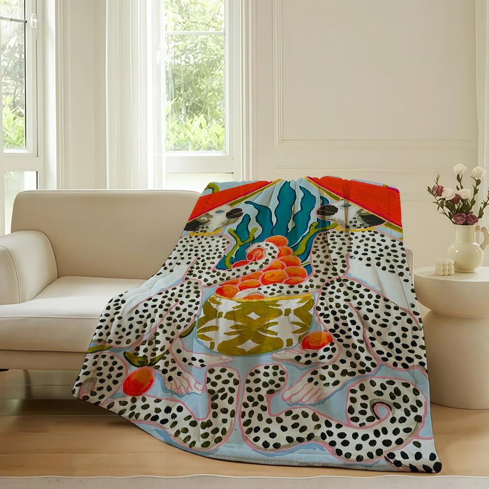 Aesthetic Animal Exotic Style Art Blanket Warm Soft Suitable For Bedroom Sofa Bed Living Room Office Travel Camping Gifts