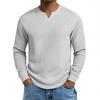 Herren Plus Size Waffel Karomuster Slim Fit Langarm V-Ausschnitt Lässiges T-Shirt