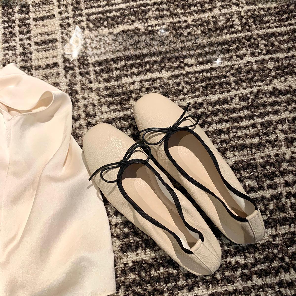 

Grape Mom Studiolee 2023 Spring/Summer Bow Square Toe Ballet Flats 37 рожевий