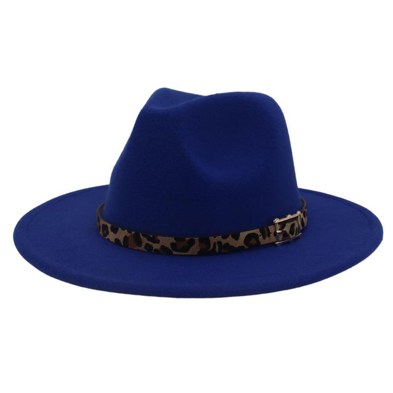 Cashmere Top Hat, Leopard Print Belt Accessories, Large Brim, Jazz Hat, Felt Hat.