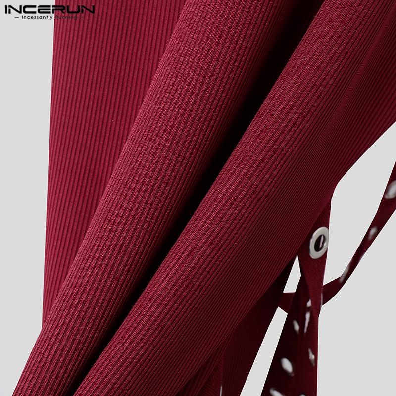 INCERUN Men Summer Sleeveless Strap Patchwork Casual Skinny Tank Tops