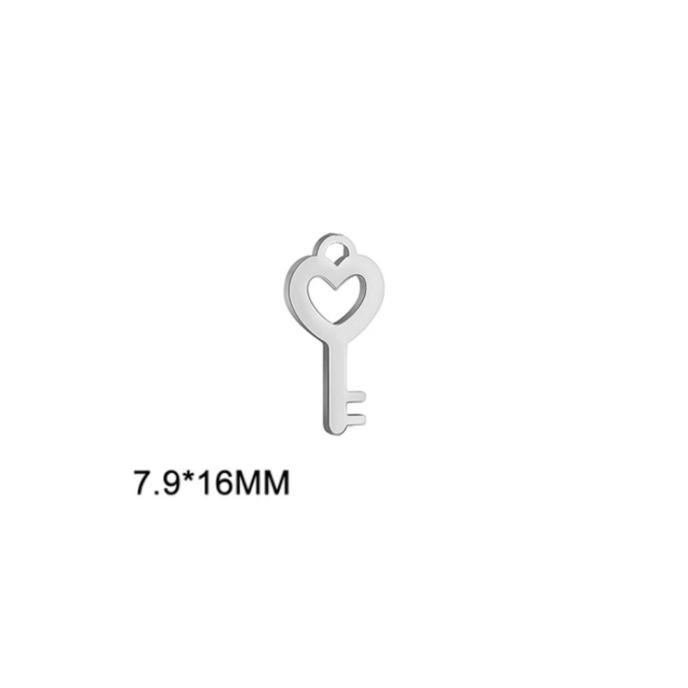 

5pcs/lot Heart Key Lock Charms for Jewelry Making Stainless Steel Gold Color Necklace Earring Pendants Accessories Wholesale