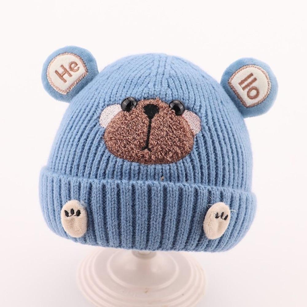 Wind Proof Baby Hat Soft Knit Pullover Hat Cute Toddler Cap Daily