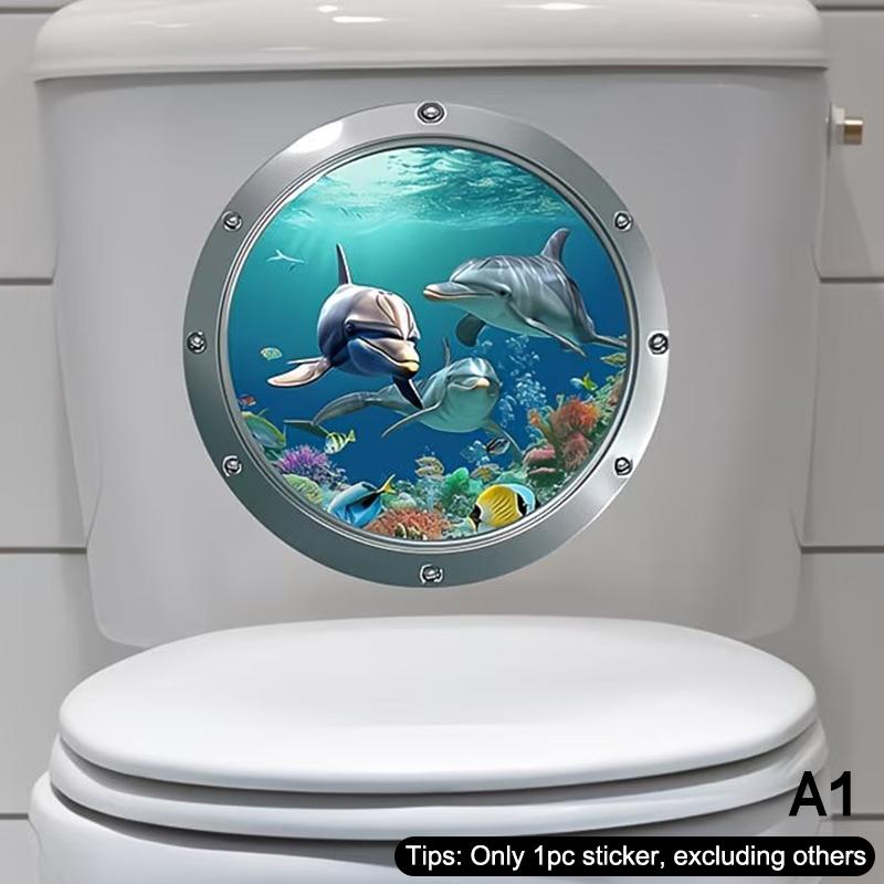 Adesivo WC Mondo Sottomarino Animali Marini Adesivo Murale Autoadesivo Rimovibile Impermeabile Decalcomanie Bagno Decorazioni per la Casa