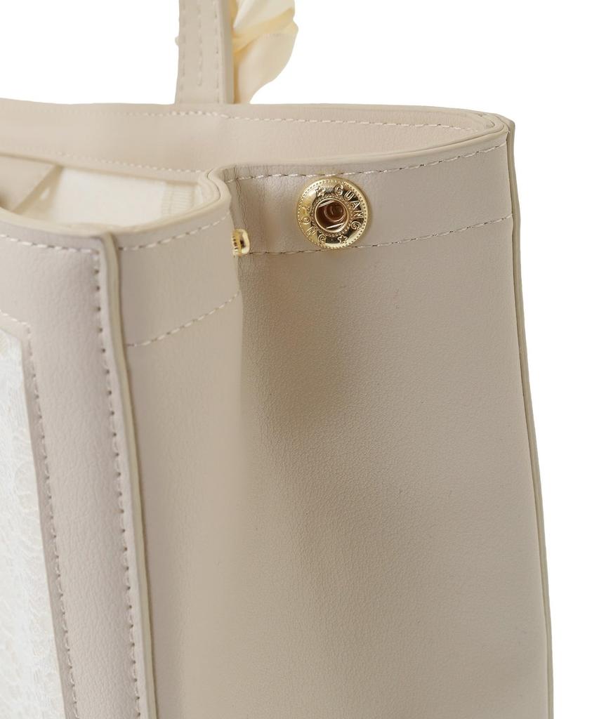 Maison de FLEUR Mesh Lace Square Tote Bag, Ivory, 08000248200