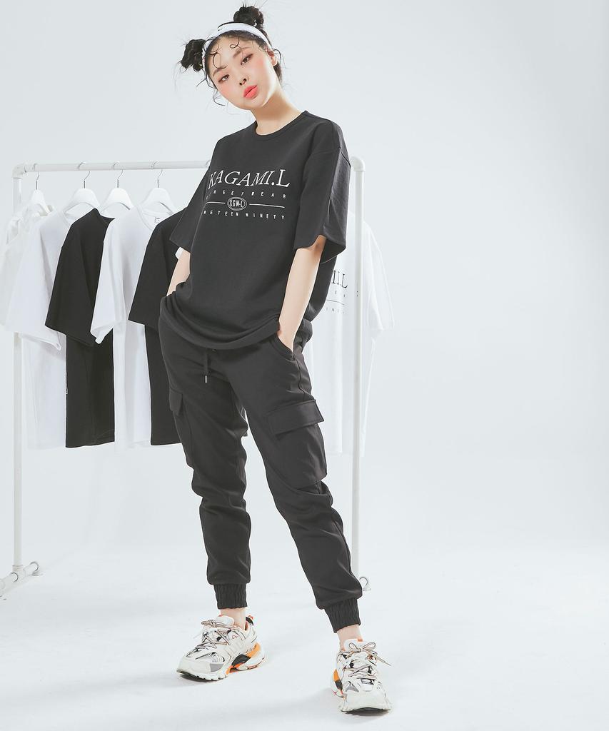 Kagamiel Oversized Big Front T-Shirt Black