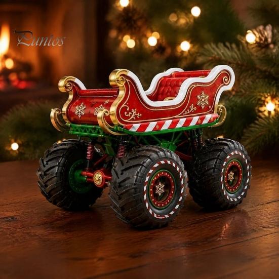 Decorative Holiday Gifts for Collectors Retro Christmas Sleigh Truck Ornament, Vehicle Figurine, Resin Vintage Durable Craft Decoration, Red