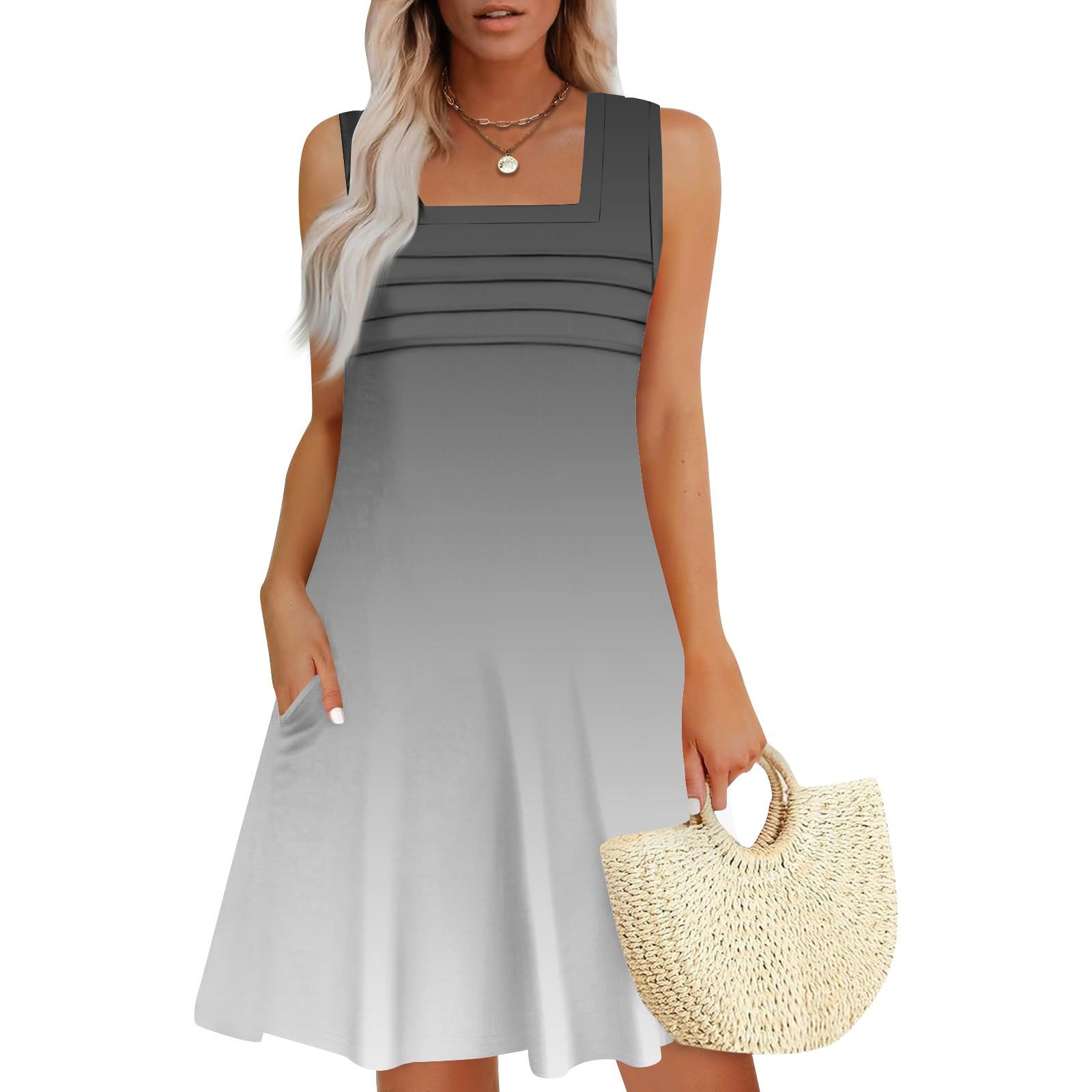 

Женские летние повседневные лепестковые узкие полосатые плиссированные однотонные платья S