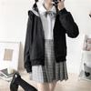 Black Kawaii Zip Up Hoodie Women Sailor Collar Sweatshirt Japanese Streetwear Soft Girl Fashion Oversized Sweatshirt