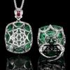 Jewelry Set Necklace Ring Paraiba Fat Rectangular Women's Retro Fashion Goods