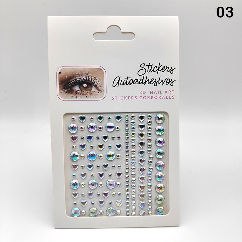 Gesichtsstein-Aufkleber 5D Bunter Strass-Tattoo-Lidschatten-Aufkleber für Festival Nägel Körper Make-up Bling Schmuck DIY Dekor
