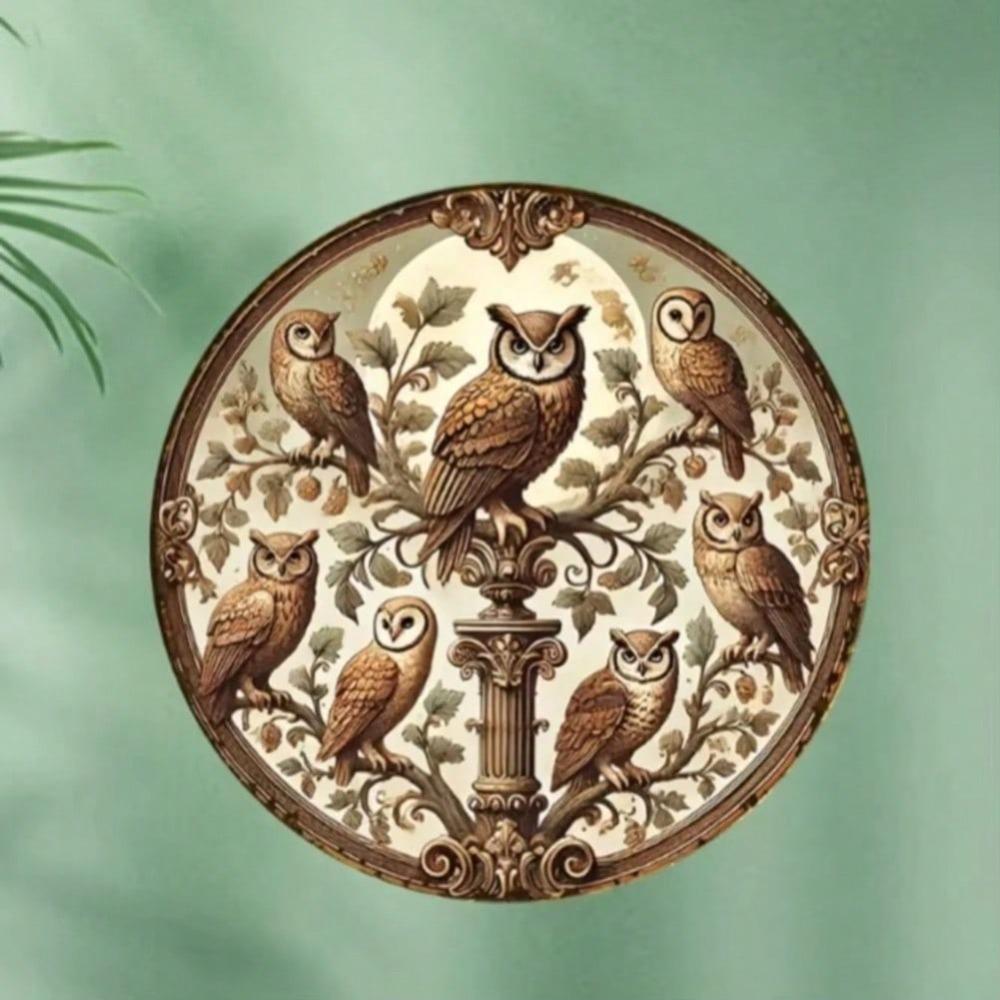 Vintage Owl Tin Sign Wall Art Home Cafe Decor