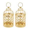 2 Pcs Bird Cage Candle Holder Vintage Exquisite Elegant Hollow Out Pattern Metal Candlestick for Party Decoration