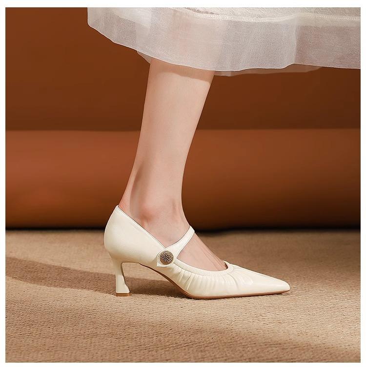 New temperament high heels women's French retro pointed toe with Mary Jane single shoes stiletto fashion women's shoes