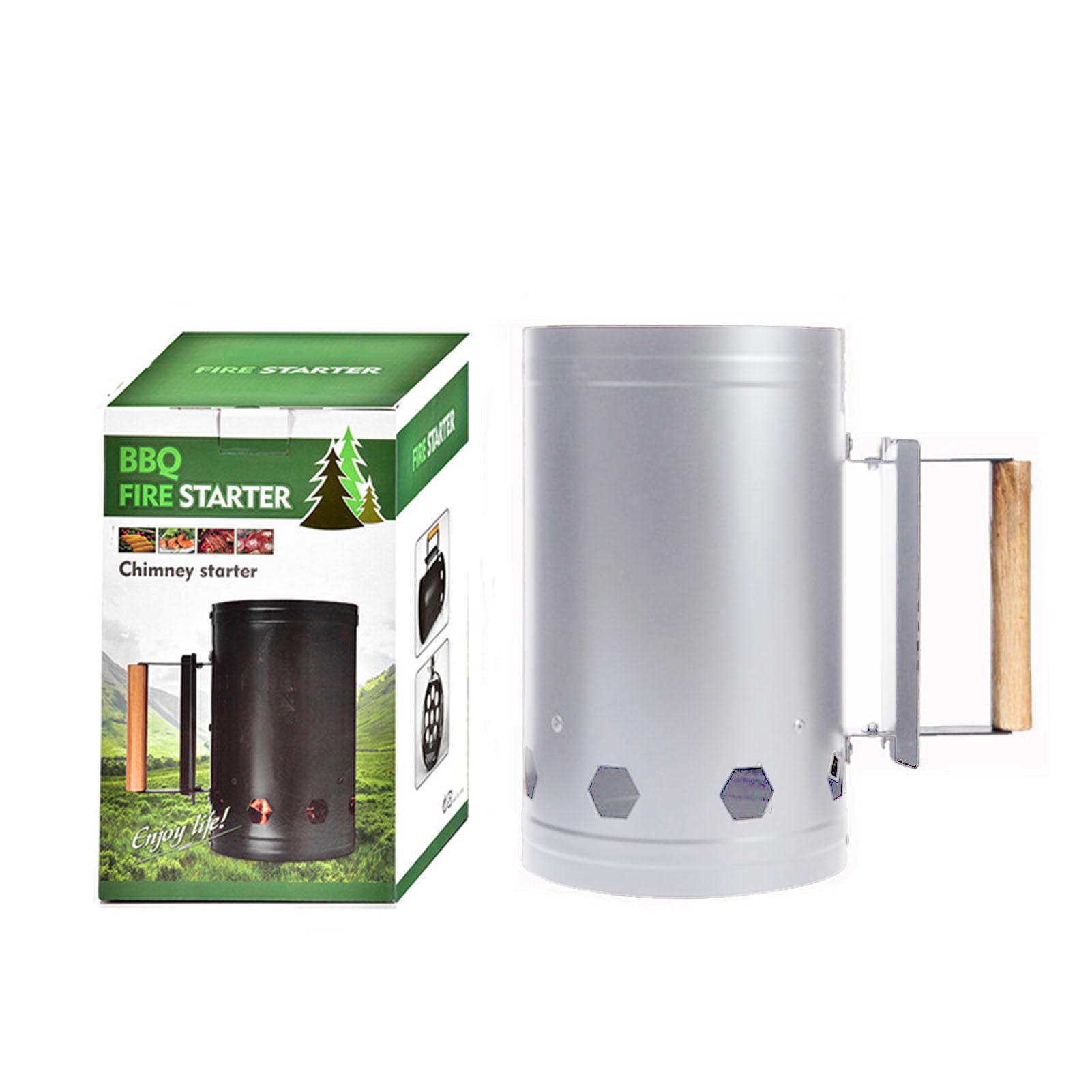 

Charcoal Chimney Starter Heat Resistant Stainless Steel Rapid Fire Starter Can for Outdoor Cooking белый